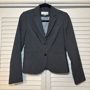 Calvin Klein Women’s Petite Blazer 4P Charcoal Gray Tailored Career Jacket